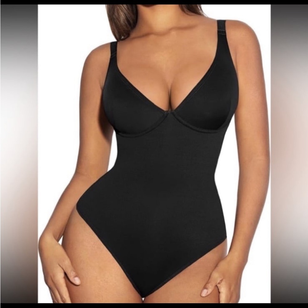 FeelinGirl Shapewear Bodysuit Women Tummy Control Deep V Neck Thong NWT L